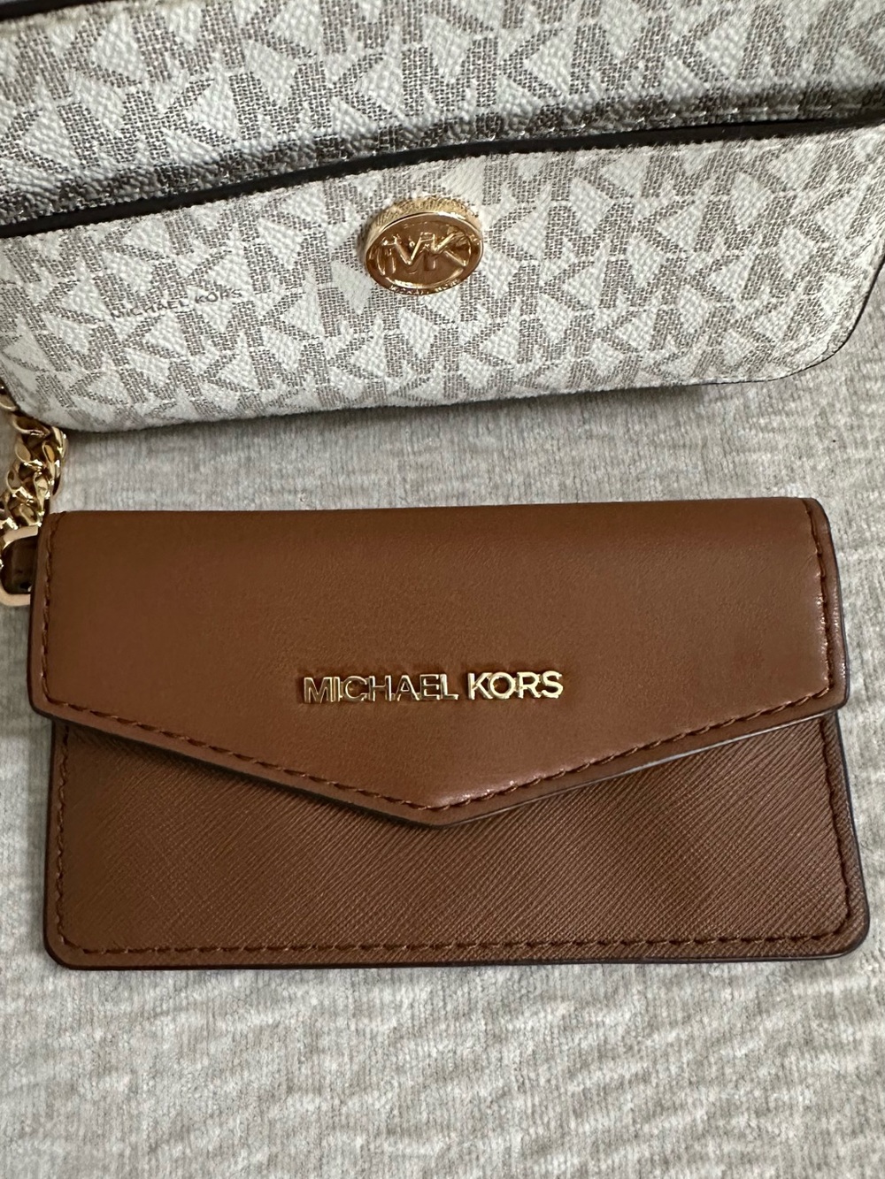Michael Kors Cream MK Logo Belt Bag with Brown Trim and Gold Hardware - Picture 7 of 7